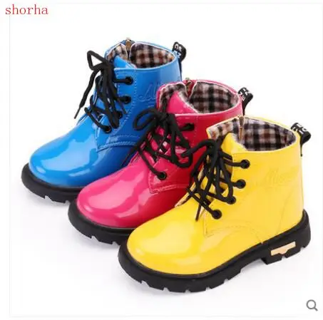 

New Children Shoes PU Leather Waterproof boots Kids leather shoes Brand Girls Boys Rubber Boots Fashion Sneakers