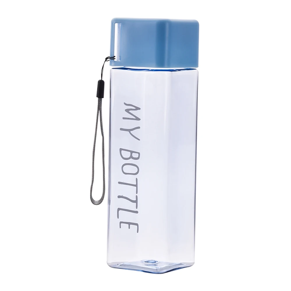 

Mini Square Plastic Water Bottle 500ml Sports Bottles with Rope Outdoor Drinking Portable Water Cup Travel Accessories