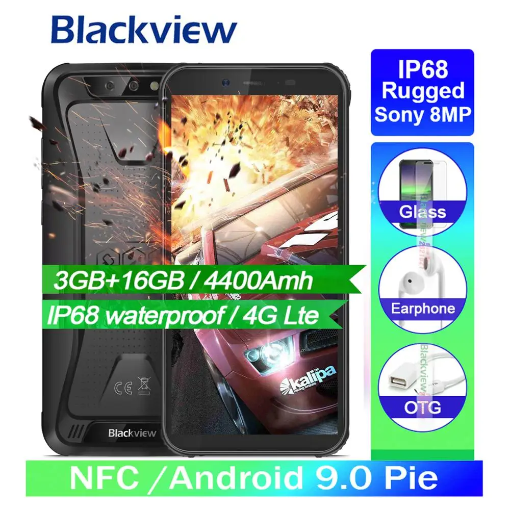 Blackview BV5500 pro IP68 Водонепроницаемый 3 ГБ + 16 Гб 5,5 "экран 4G мобильный телефон 4400 мАч Android 9,0 пирог двойной сим-прочный смартфон