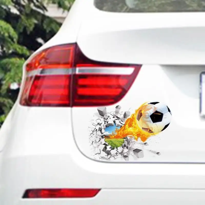 

VODOOL 15*11cm DIY Removable 3D Fire Soccer Ball Football Car Sticker Decal Auto Body Rear Windshield Wall Home Decor Stickers