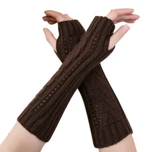 Магазин Джессики, женские весенние перчатки без пальцев, зимняя теплая Длинная вязаная рукавица