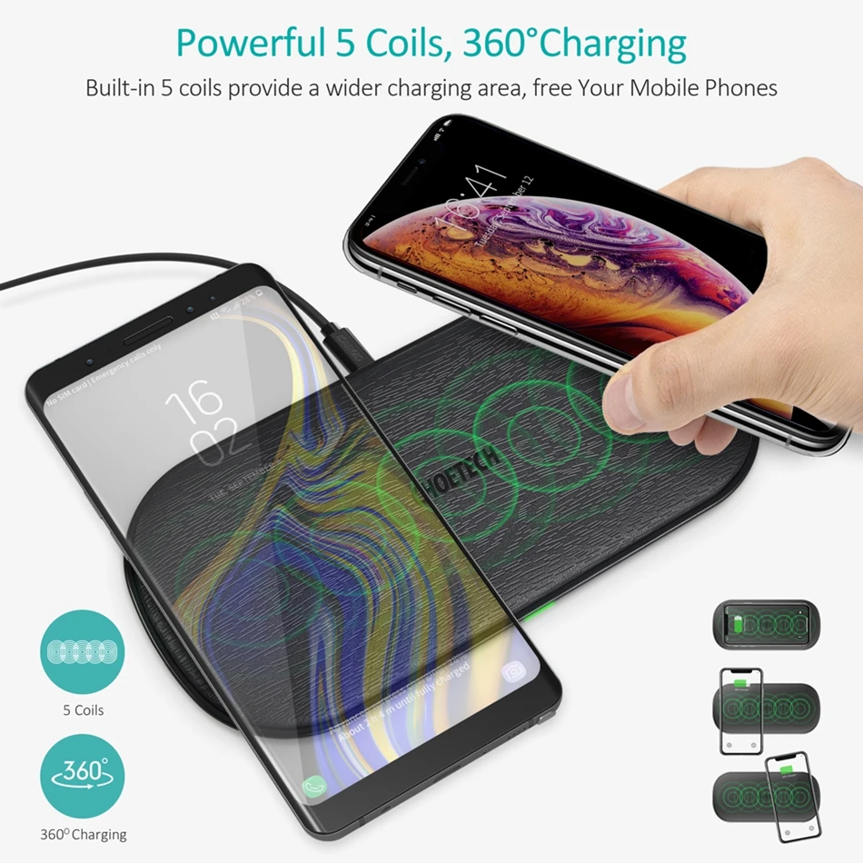 Продажа Choetech быстрая Беспроводная зарядная панель для iPhone Xs Max X 8 Беспроводная зарядная панель для samsung Galaxy S9 S8 Xiaomi mi x 2s huawei