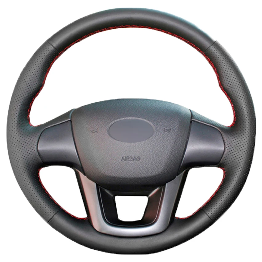 

Black PU Faux Leather DIY Hand-stitched Car Steering Wheel Cover for Kia K2 Rio 2011 2012 2013 2014 2015 2016