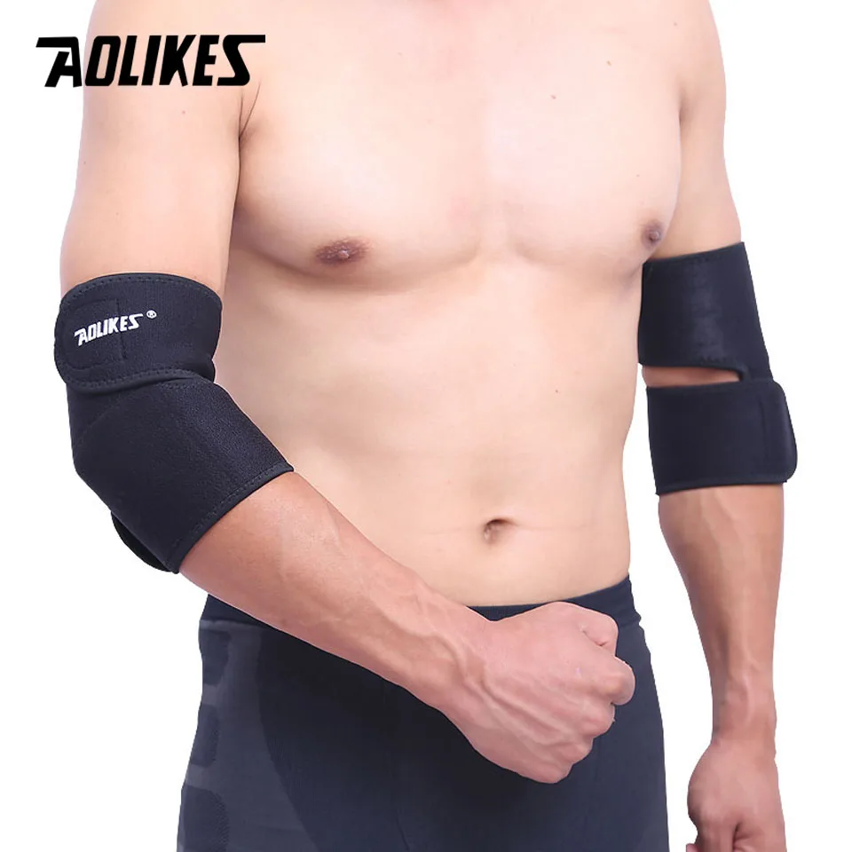 AOLIKES قابل للتعديل الرياضية دعامة كوع كرة السلة تنس وسادات الكوع الكرة الطائرة دعامة كوع حراس منصات الذراع الأكمام 1 زوج