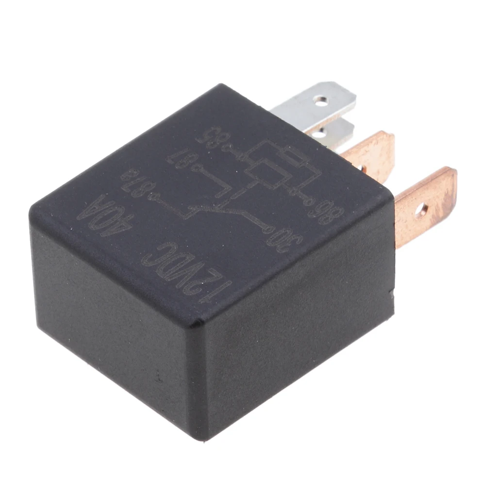 5pcs 30A Automotive Car Electronic Alarm Light Air Horn Fan Micro Relay Switch 12V 5-Pin Relay Terminal Connector Black 