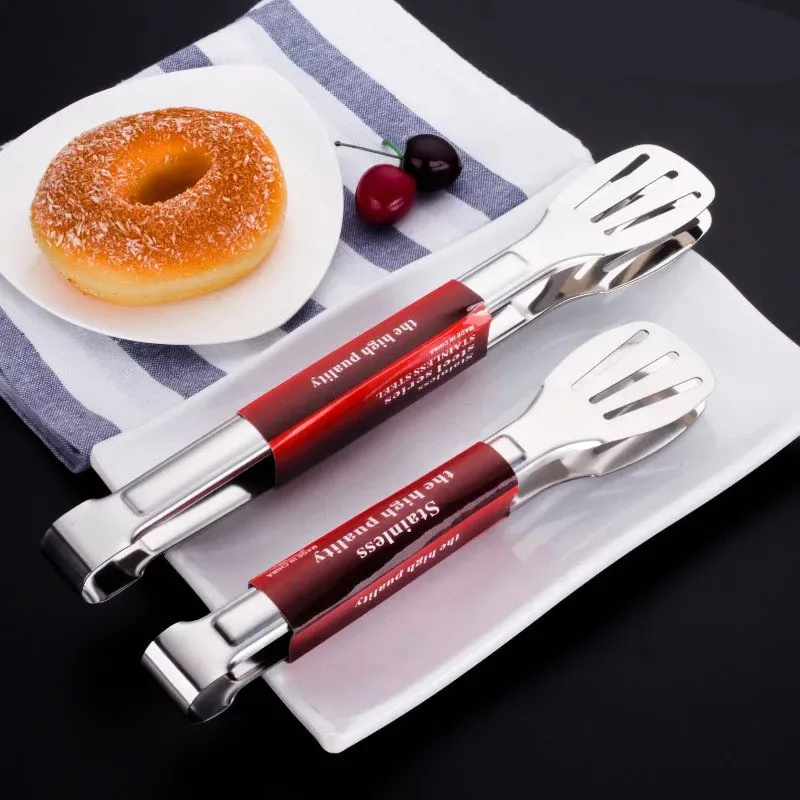 

Bread sandwiched stainless steel steak non-magnetic food clip Tongs Utensils Buffet Cooking Tool Anti Heat Pastry Clamp 2 sizes