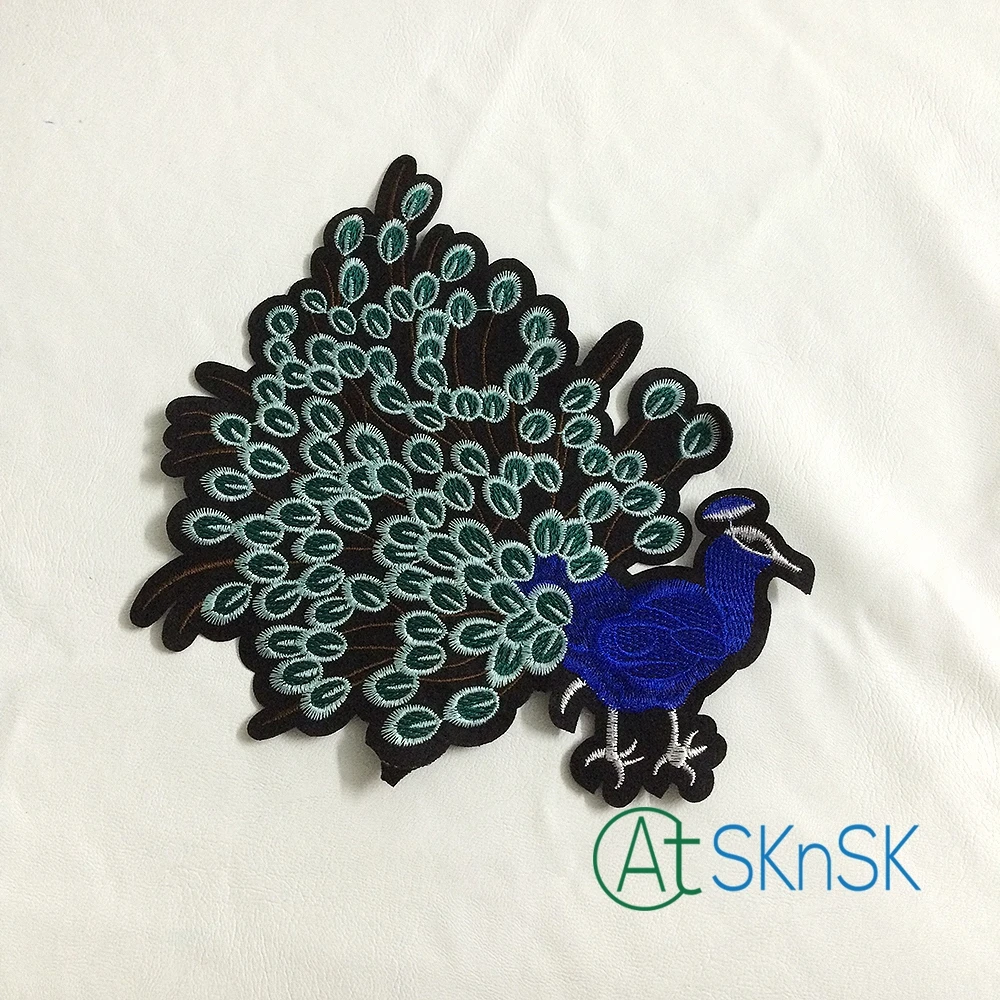 10pcs/lot Large Embroidered Peacock Patches DIY Iron On Cheap Patches