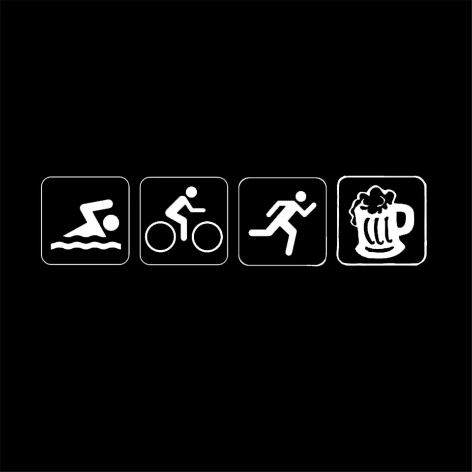 17.74.2CM Funny Bumper Sticker Triathlon Swim Bike Run And Beer Car Sticker Vinyl Silhouette  BlackSilverLaser (3)
