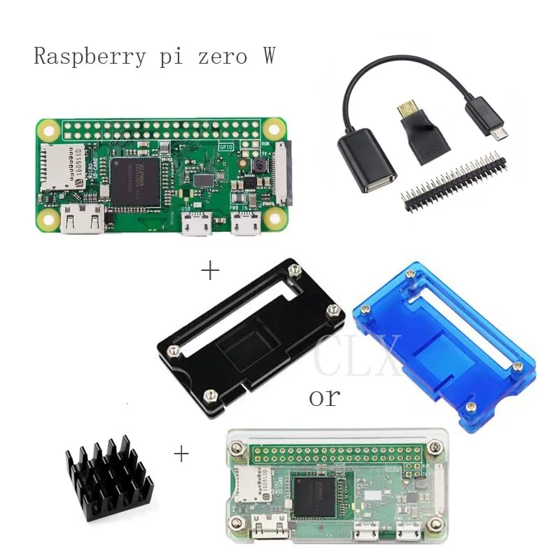 Raspberry Pi Zero W стартовый комплект чехол + теплоотвод + HDMI адаптер + GPIO заголовок + OTG кабель Бесплатная доставка