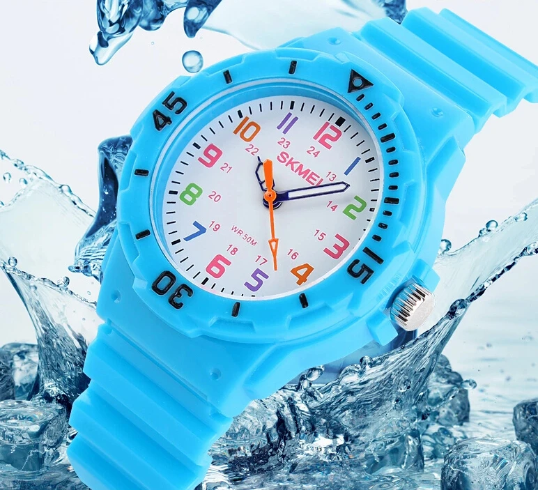 Модные брендовые Детские кварцевые часы, водонепроницаемые детские часы для мальчиков и девочек, студенческие наручные часы, 7 цветов