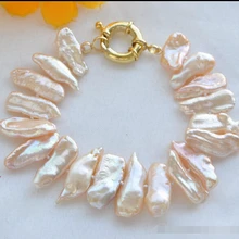 Z5793 натуральный " 22 мм розовый дэнс бива пресной воды жемчужной BraceletNoble стиль естественно прекрасно jewe быстрая