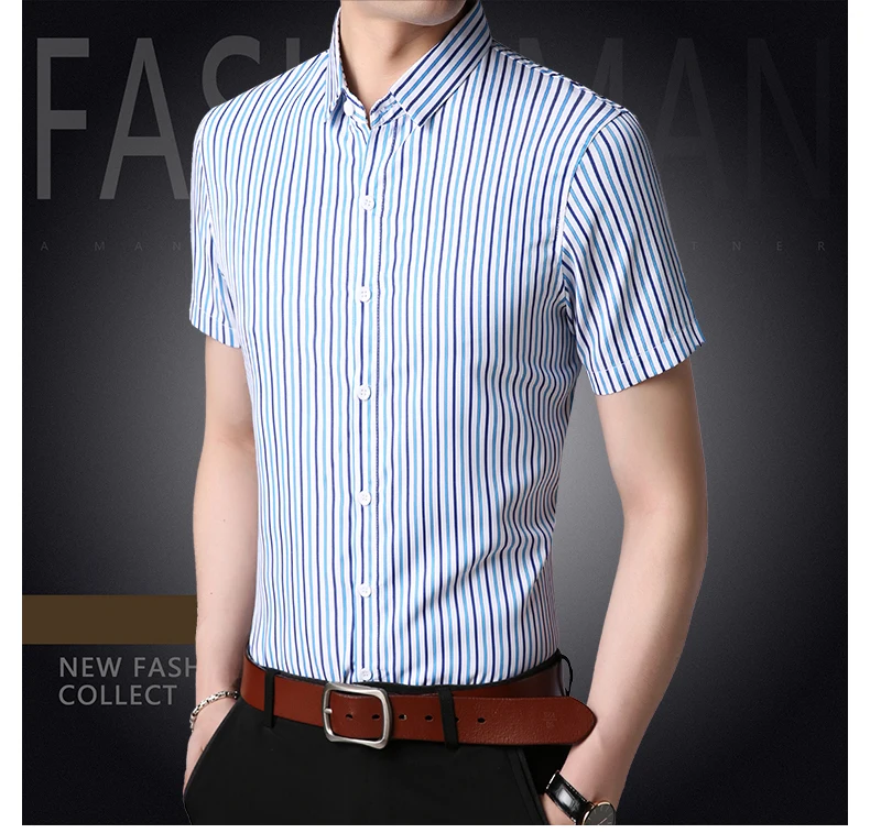 Модная брендовая мужская рубашка в полоску с пуговицами, японская приталенная уличная одежда с коротким рукавом, летняя тренировочная хлопковая повседневная мужская одежда