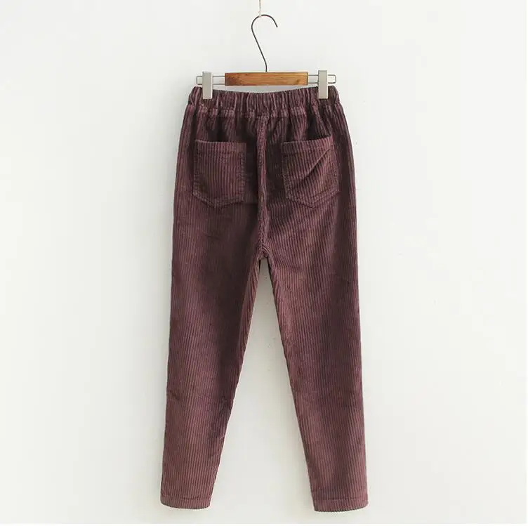 Coreano Con Pana Pantalones Sólido De Cintura Suelto 2019 Delgados Mujer Mujeres Mediados Cordón Elástica Haren Casual AInqWBw5