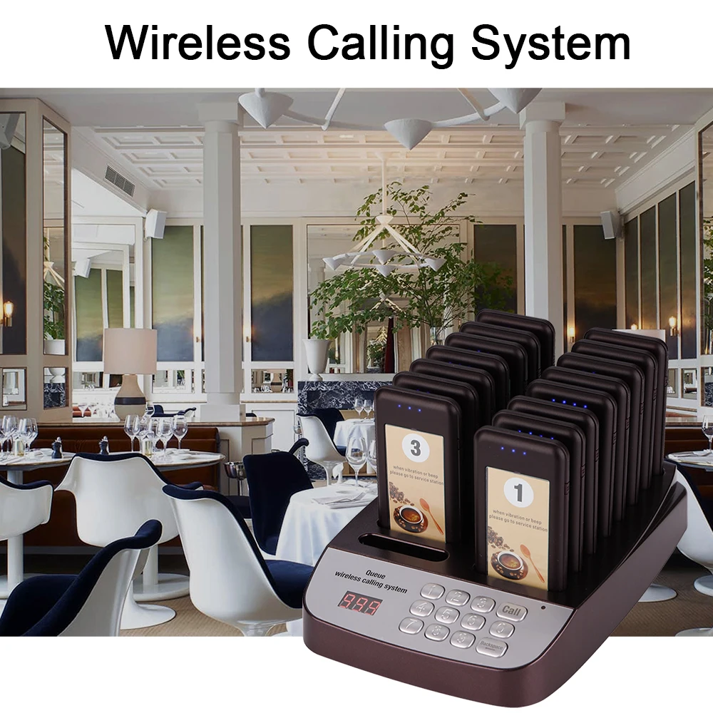 

DAYTECH Wireless Coaster Pager Calling System Restaurant Queue Pagering Call Buttons Portable Rechargable 433MHZ Buzzers Call