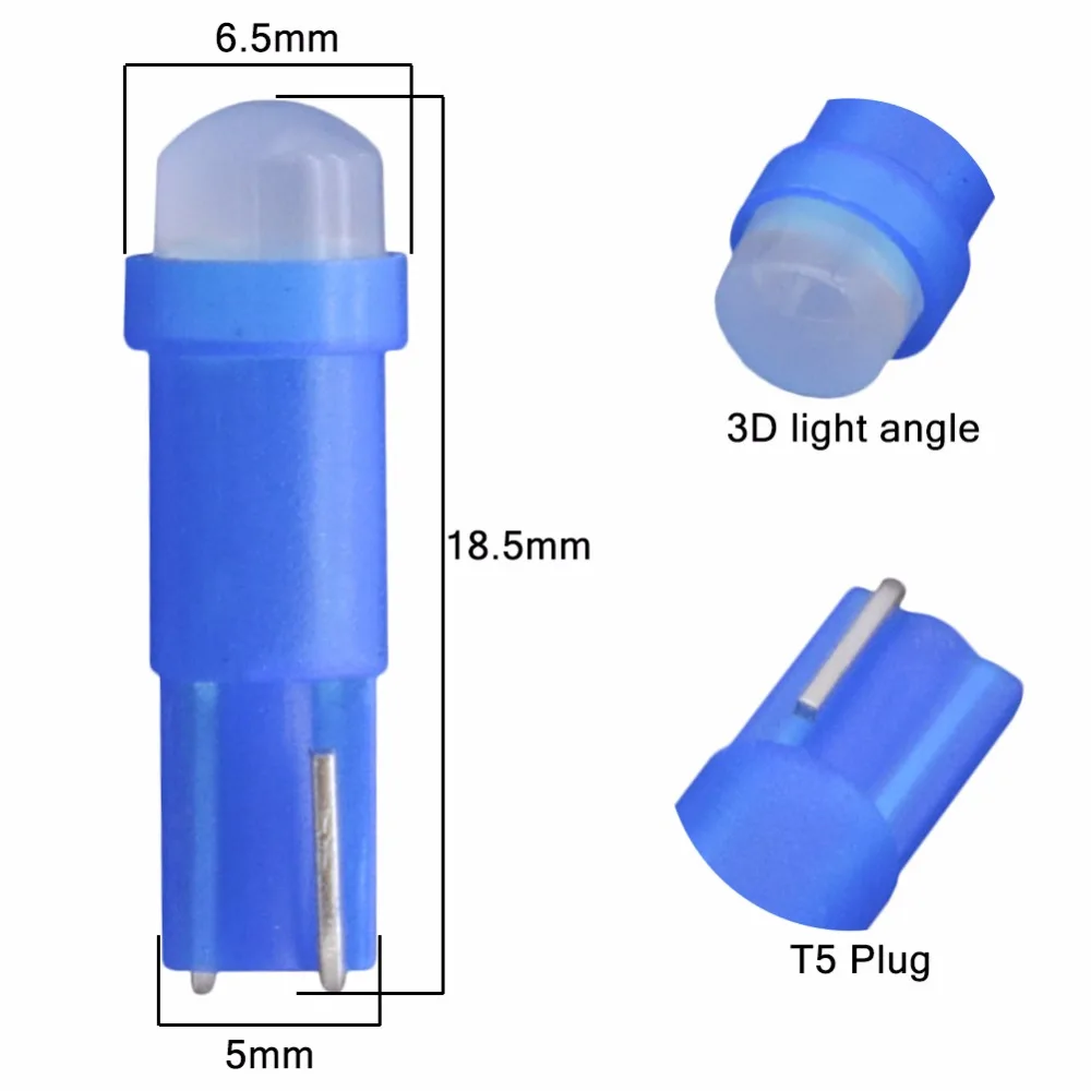 20 шт. T5 инструментальная лампа 1 COB Светодиодный фонарь на приборную панель номерной знак скоростной клиновой светильник 7 цветов синий Ледяной Синий Зеленый Красный Белый Янтарный розовый