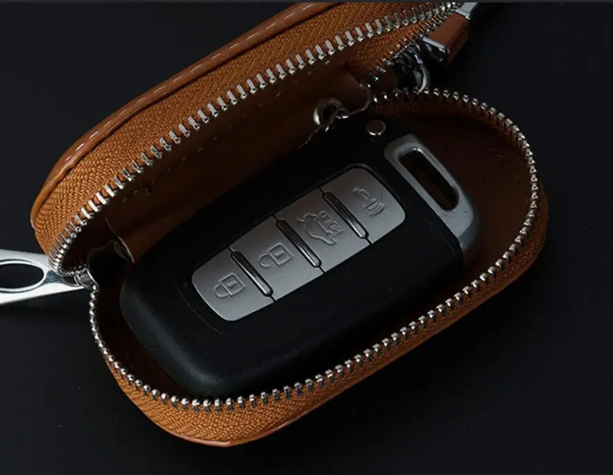 Автомобильный чехол для ключей из натуральной кожи с карманом для Subaru Renault AUDI NISSAN TOYOTA VOLVO для HYUNDAI KONA KAUAI KIA