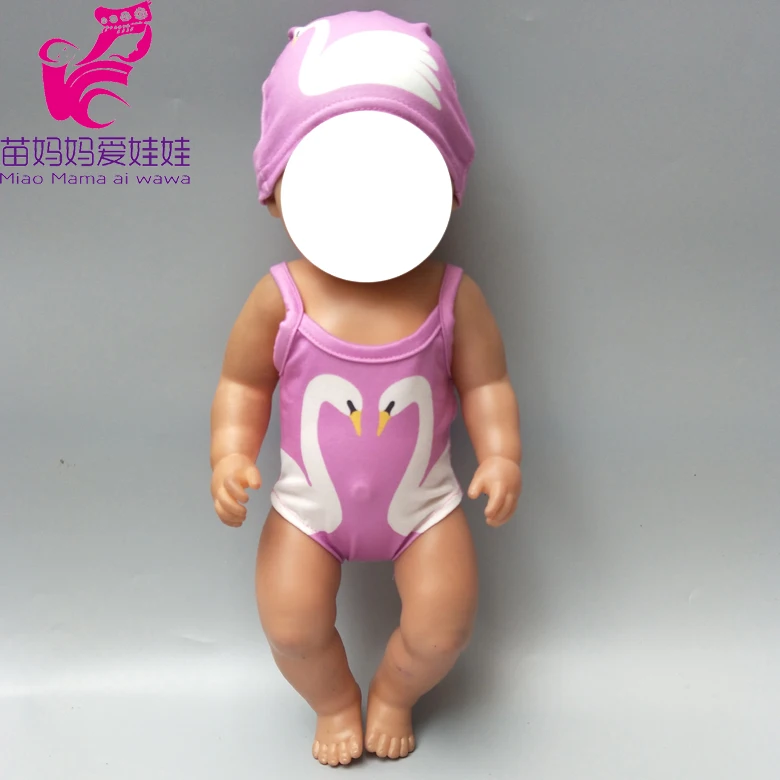 17 дюймов ребенок новорожденный Купальник для куклы Кепка для 18 дюймов девочка кукла в купальнике Кепка Набор Кукла Летнее платье одежда