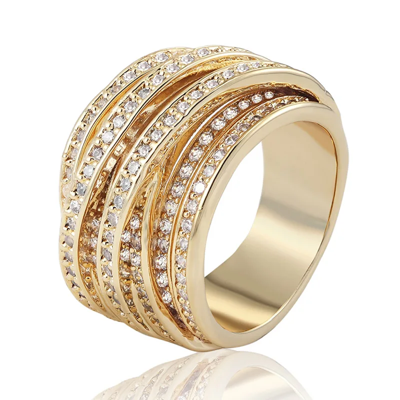 Женское золотое кольцо большого размера, изысканные свадебные аксессуары, благородные циркониевые кольца для невесты, Anel Gold Anillos, свадебные кольца, женские кольца Joias