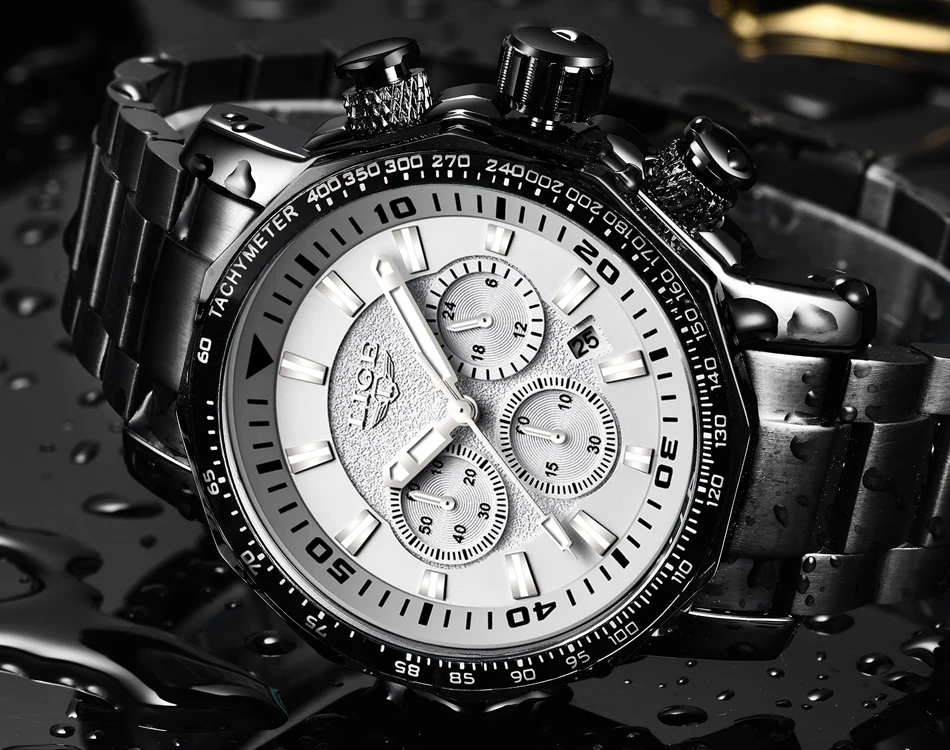 Мужские часы с большим циферблатом в стиле милитари LIGE Chronograph лучший бренд класса люкс Модные мужские водостойкие спортивные кварцевые