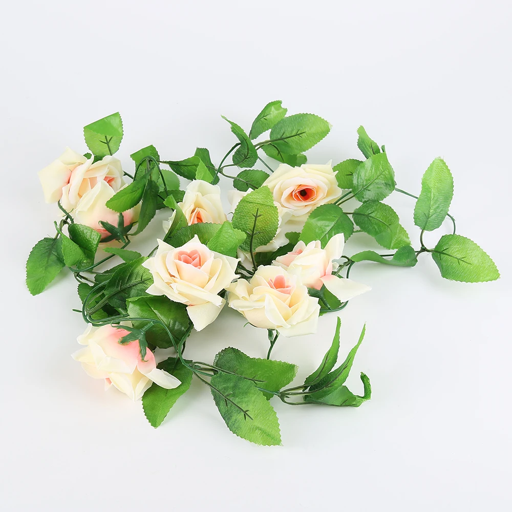 

240CM/lot Roses Ivy Vine with Green Leaves for Home Wedding Decoration Fake Leaf Diy Hanging Garland Artificial Flowers