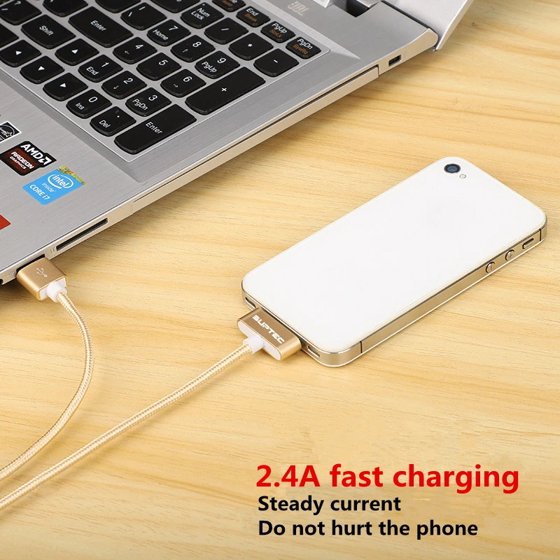 Suptec 30 Pin USB Cable for iPhone 4s 4 Metal Plug Nylon Braided Wire Charger Cable 2A Fast Charging Data Sync Cord for iPad 2 Suptec 30 Pin USB Cable for iPhone 4s 4 Metal Plug Nylon Braided Wire Charger Cable 2A Fast Charging Data Sync Cord for iPad 2