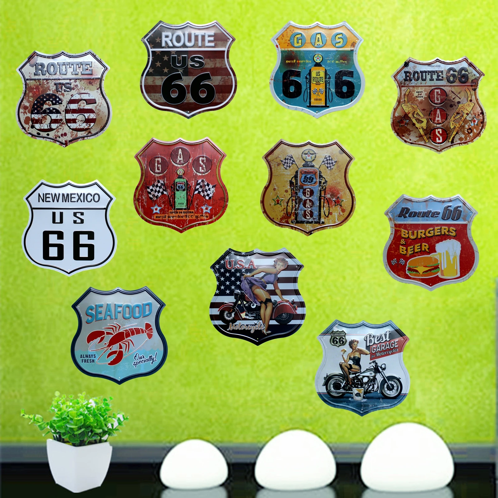 

Vintage Irregular Metal Signs Picture for House Coffee Bar Wall Art Decor Retro Iron Painting YX-9-9
