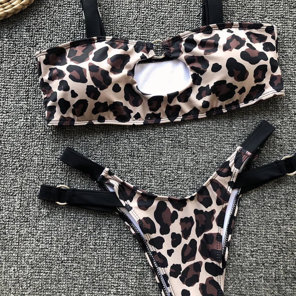 Сексуальные бикини женские из двух частей леопард бикини купальник для женщин в бразильском стиле пуш-ап купальники пляжные купальники плюс размер 18Dec12