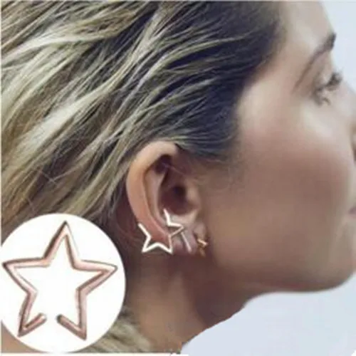 

Gothic punk fashion retro alloy opening five-pointed star without pierced ear bone clip female jewelry 1pcs