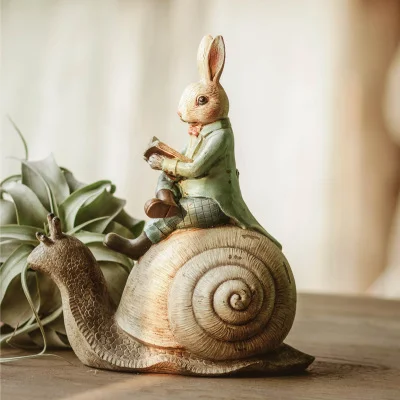 Винтажная статуя кролика из смолы, аксессуары для украшения дома, украшение комнаты, скульптура кролика, статуэтка животного из смолы, подарок - Цвет: B