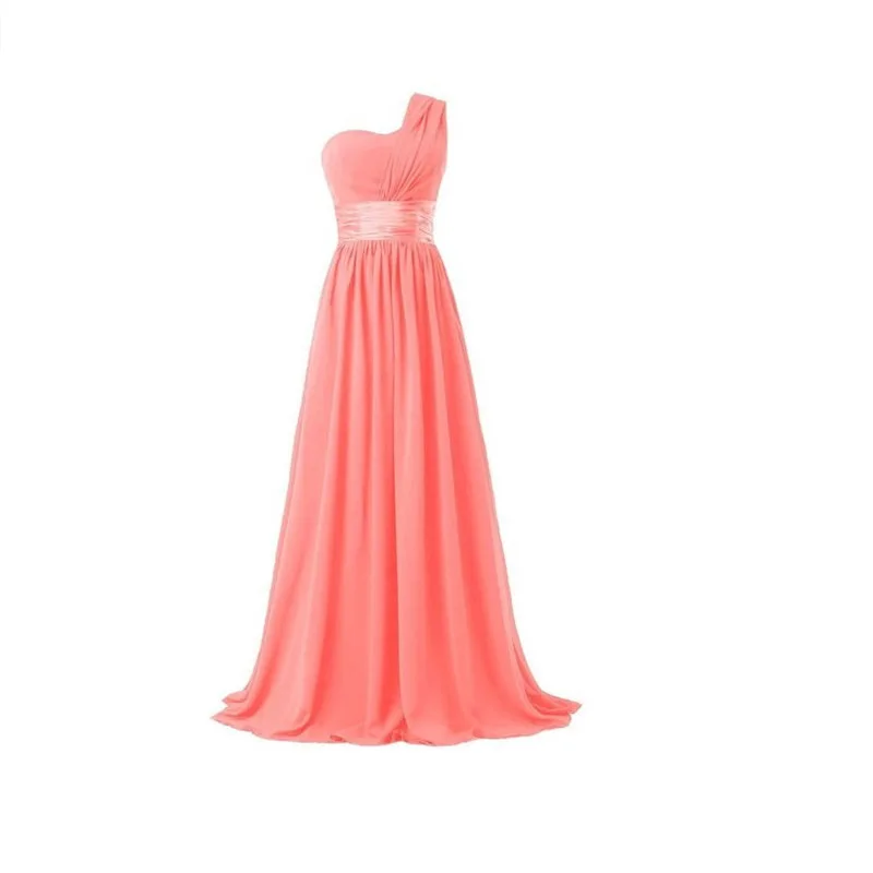 LPTUTTI шифоновое платье на одно плечо, большие размеры, новое для женщин, элегантное платье для свидания, церемонии, вечеринки, выпускного вечера, торжественное, роскошное длинное вечернее платье - Цвет: watermelon red