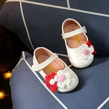 С цветочным рисунком для малышей кожаная женская обувь детская обувь для принцесс; обувь
