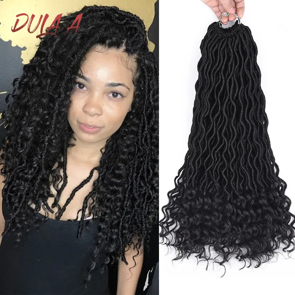 Dula A 20 ''1-9 шт. Faux locs вьющийся кроше плетение волос Синтетические высокотемпературные волокна плетение волос для наращивания 24 корня/упаковка