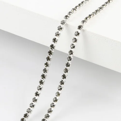 Light Grey Горячая серебряная основа коготь 1 м/лот высокая плотность ss6 2 мм ss8 2,5 мм ss10 2,8 мм ss12 3 мм стразы на цепочке для пришивания клея на отделке - Цвет: Light Grey