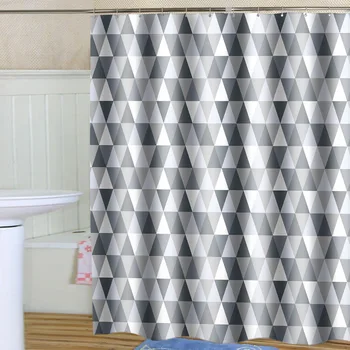 

DUNXDECO Shower Curtain Bathroom Waterproof Cortinas Modern Nordic Simple Gray Geometric Polyester Fabric Rideau Home Decor