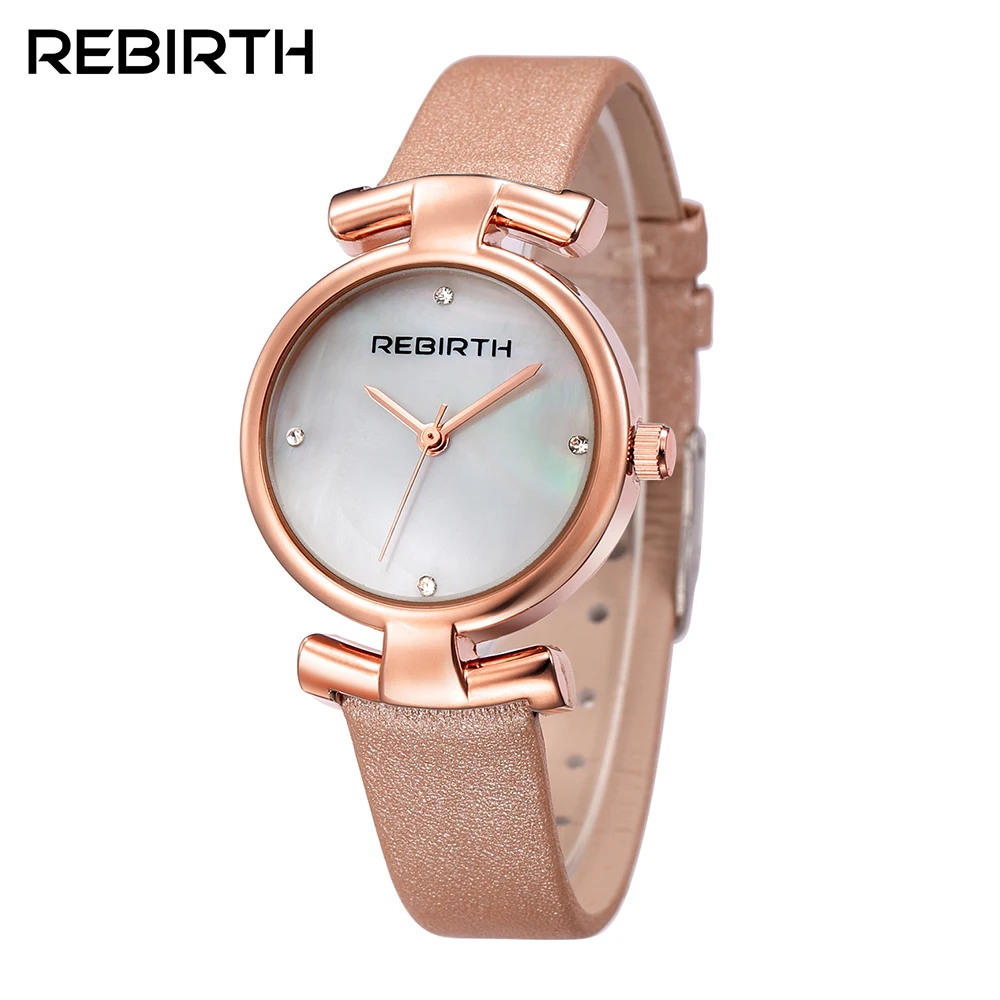 

2018 Top Brand REBIRTH Women Dress Bracelet Watch Luxury Marble Dial Diamond Wristwatch Rose Gold Waterproof Sport Quartz Watch