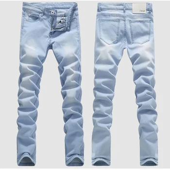

2019 spring and summer men's washed Denim jeans Men's Clothing long casual pants male blue trousers 36