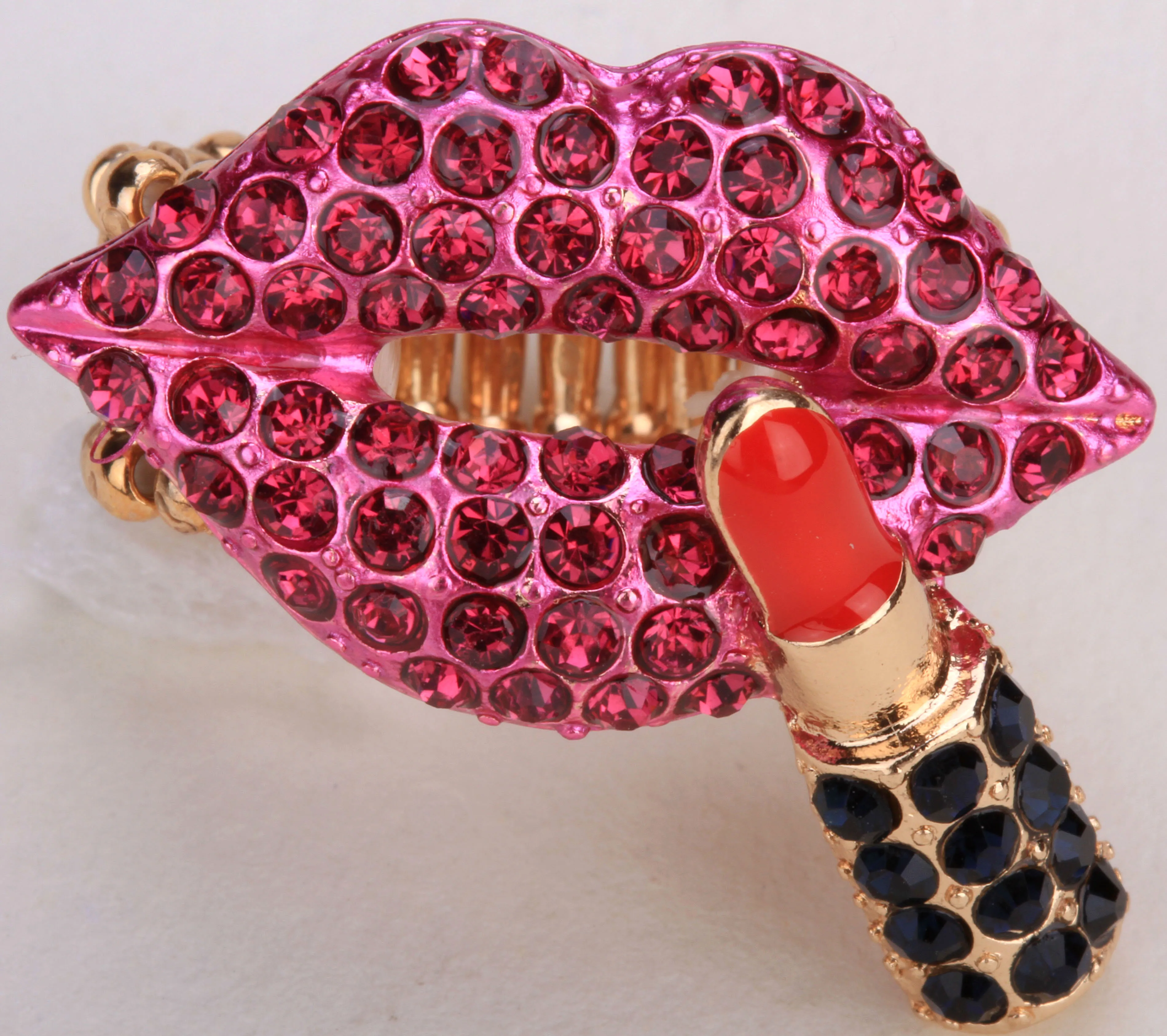 Lips stretch ring bling jewelry love gift for women antique gold