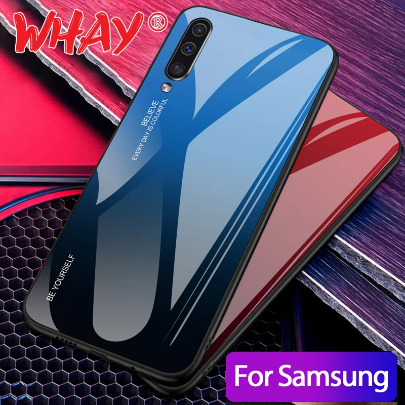 Чехол из закаленного стекла для Samsung Galaxy A50 A7 2018 чехол телефона Note 9 8 S8 S9 S10 Plus M30 A8S J4