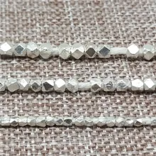 Karen hill tribo contas de hexágono facetadas prata 1.5mm 2.5mm 3mm 4mm 6mm para pulseira colar