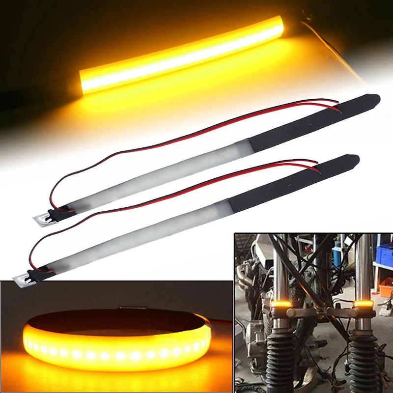 

2 X Universal Amber LED Motorcycle Strip Turn Signal Indicator Light Taillight