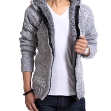 2017 New Arrival Men’s Fashion Solid Thick Warm Sweater Male Casual Hooded Winter Wear Fur Lining Sweater XXL