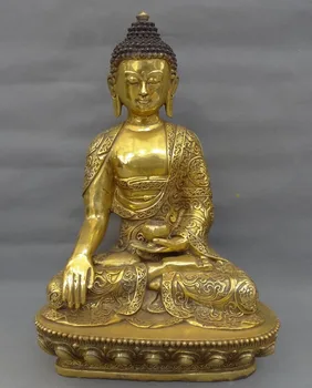 

18" Tibet Bronze Gilt Auspicious Sakyamuni Shakyamuni Joss Buddha Bowl Statue