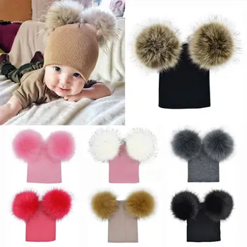 

Newborn Kids Baby Boy Girl Pom Hat Winter Warm Crochet Knit Bobble Beanie Cap