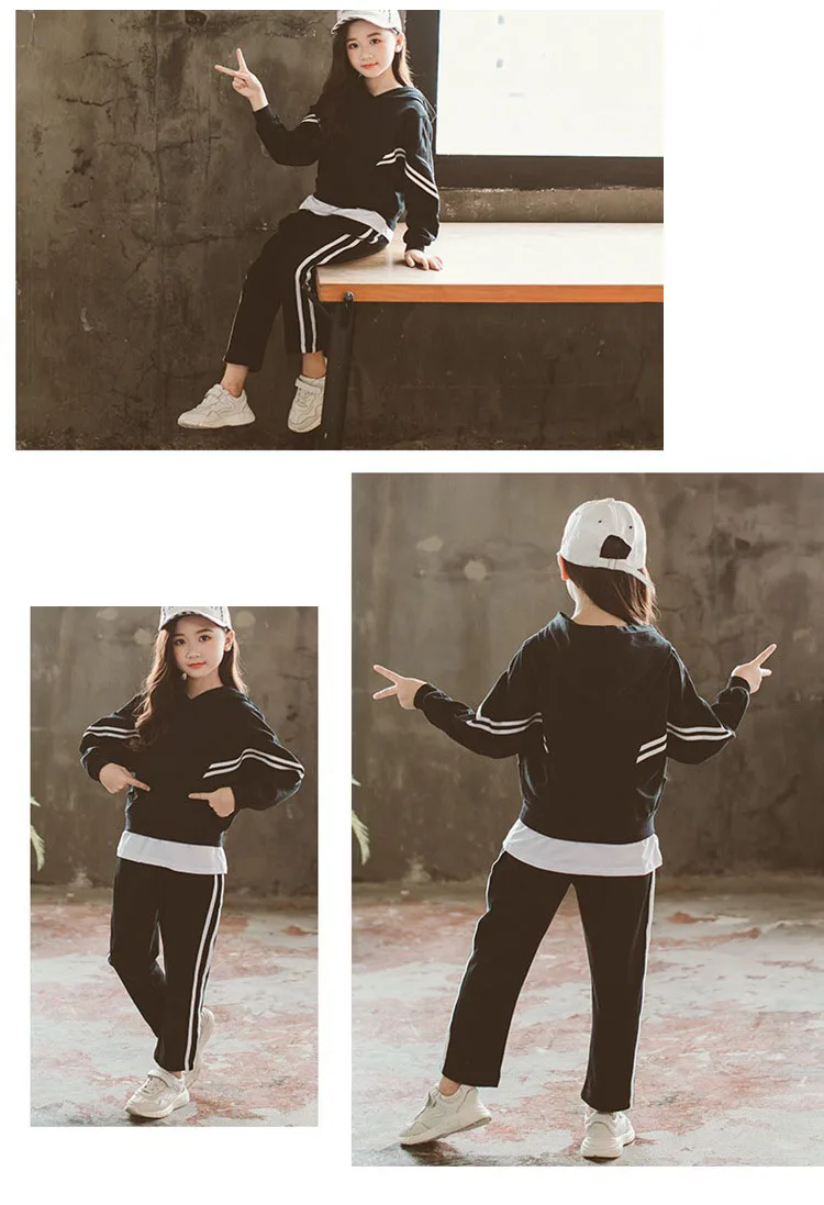 Autumn 2018 Kids Tracksuit Children's Clothing 2PCS Hooded Patchwork Coats & Pants for Girls Sport Suits for Kids Clothes Set (6)