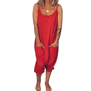 

Women Casual Loose Jumpsuit Sling Backless Pockets Jumpsuit Jumper JL