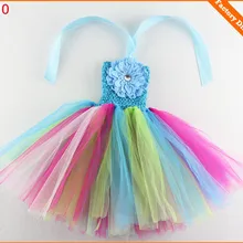 Разноцветные платья-пачки для маленьких девочек, 1 слой, фатиновые пачки ручной работы с " пионами, цветы, Детские балетные пачки, 1 шт