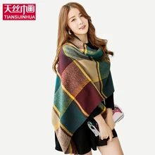 za Winter Tartan Scarf 200*60CM Plaid Blanket Scarfs 2016 Unisex Shawls Wrap Womens Tassel Scarfs Fall Za Long Scarf cachecol