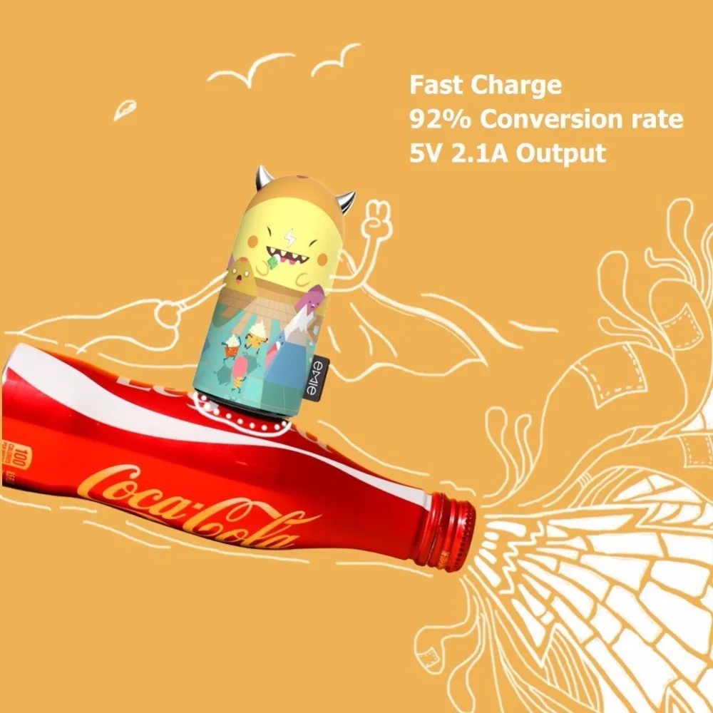 battery bank 18650 Portable Charger, 5200mAh Compact Design Cute Power Bank , 2.1A Fast Charging USB Charger with LED Ears Gift