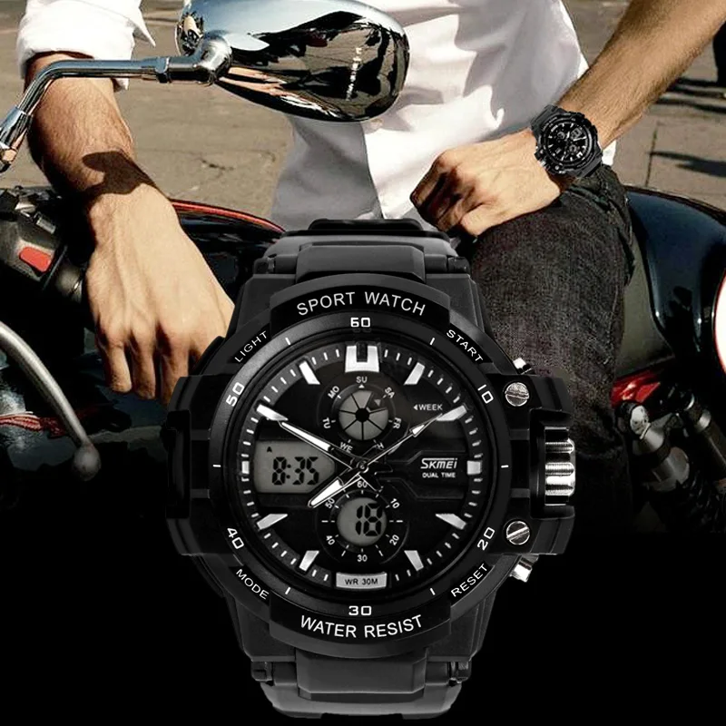 

Free Shipping 50M Waterproof Men's Watch Men's Sports Watch Men's Military Watch Large Multifunction Electronic Watch