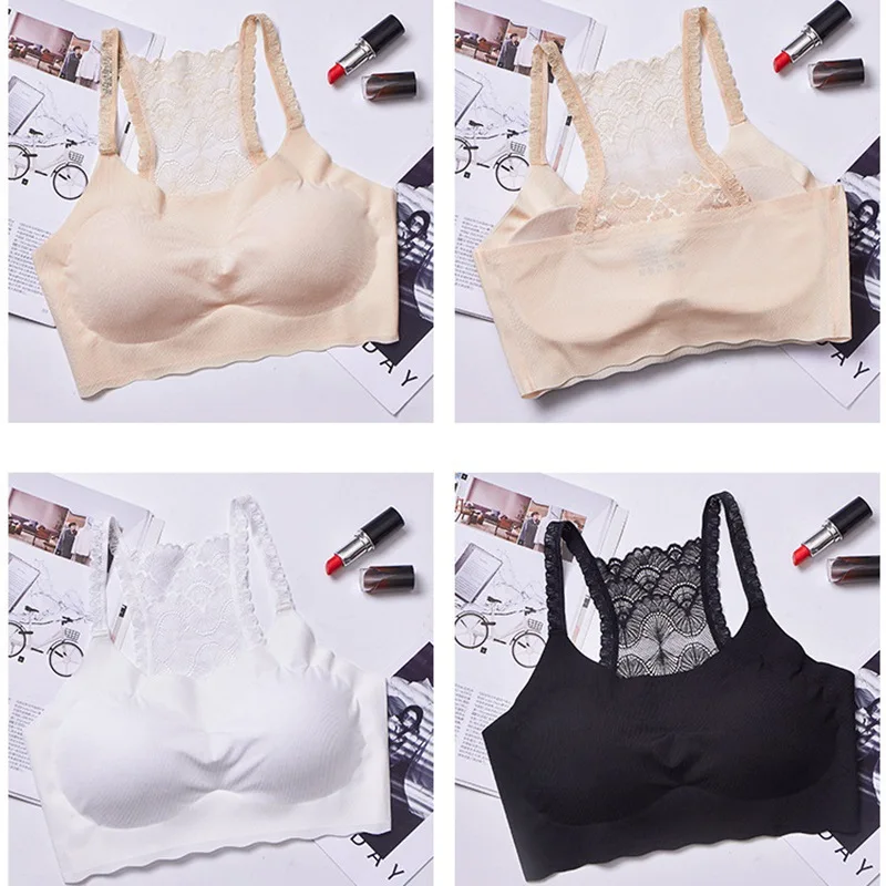 

2019 Cropped Ladies Strapless Tops Printed Lace Ladies Inner Underwear Sexy Intimates Solid Black White Tube Top